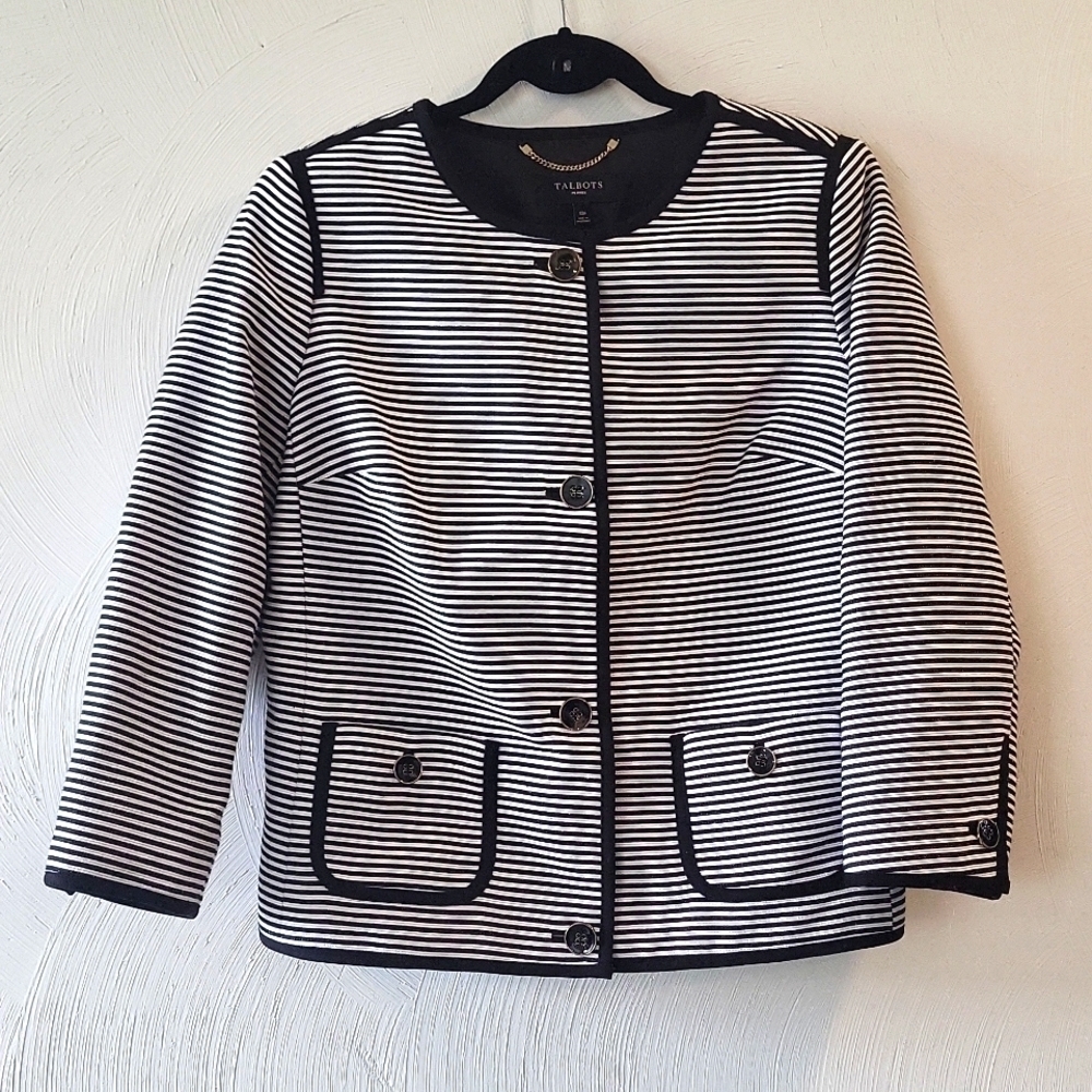 Talbots 4 Button Striped Suit Coat Academia Core size 10p